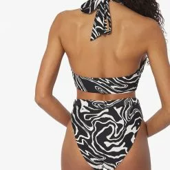 We Wore What Wrap Halter Marble Bikini Top New