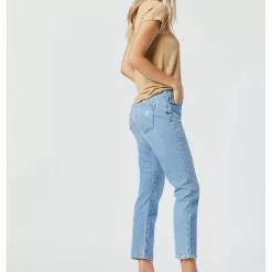 HEMLINE Viola Light Distressed Jeans In Recycled Blue New