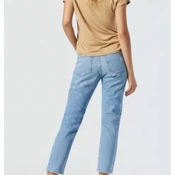 HEMLINE Viola Light Distressed Jeans In Recycled Blue New