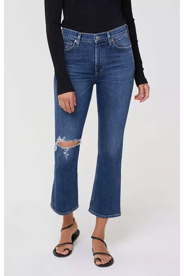 Citizens Of Humanity Demy Cropped Flare Denim In Distressed Tempo Sustainable 1 Citizens Of Humanity Demy Cropped Flare Denim In Distressed Tempo Sustainable