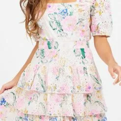 Hausen New Kerry Eyelet Printed Lace Mini Dress