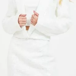 Hausen New Sequin Cropped Blazer