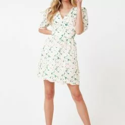 Adelyn Rae Denise Cotton Eyelet Print Dress