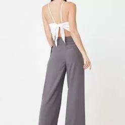 Hausen Suki Straight-leg Pleated Trouser In Cool Grey New