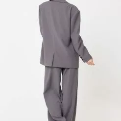 Hausen Suki Oversized Single Breasted Blazer In Cool Grey