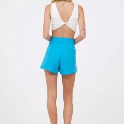 Hausen High Waisted Shorts With Front Pintuck And Pockets New