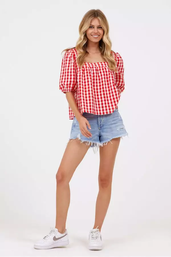 Hausen Babydoll Gingham Top 1 Hausen Babydoll Gingham Top