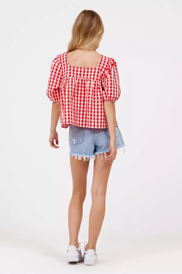 Hausen Babydoll Gingham Top 2 Hausen Babydoll Gingham Top