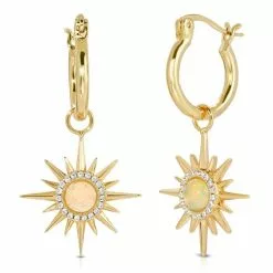 Elizabeth Stone Starburst Mini Hoops - Ethiopian Opal
