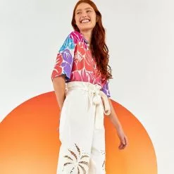 Farm Rio Palm Tree Richelieu Embroidered Pants New