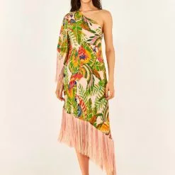 Farm Rio Macaw Leaves Mini Dress New