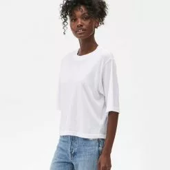 Michael Stars Jay High Crew Boxy Tee In White New