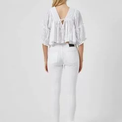 French Connection Abana Biton Broderie Linen Top New