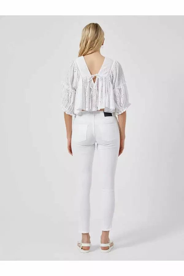 French Connection Abana Biton Broderie Linen Top New 2 French Connection Abana Biton Broderie Linen Top New