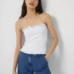 French Connection Perinne Organic Strapless Smocked Top