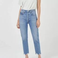 AGOLDE Sustainable Riley High Rise Straight Crop Jean In Haven