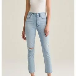 AGOLDE New Riley Crop Hi Rise Straight Crop Jean In Shatter