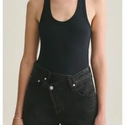 AGOLDE RIb Tank Body Suit In Black