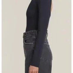 AGOLDE Sustainable Sylvi Square Back Body Suit In Black