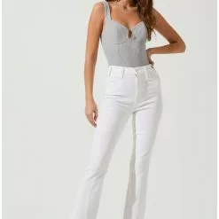 ASTR The Label Aria Bustier Bodysuit In Light Grey