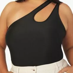 We Wore What Asymmetrical Bodysuit New