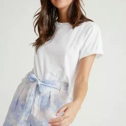 Bella Dahl Belted Button Front Short In Galaxy Tie Dye