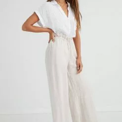 Bella Dahl Ruffle Waist Wide Leg Pant Sustainable