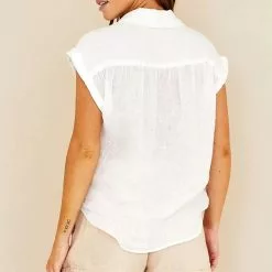 Bella Dahl Short Sleeve Flowy Pocket Button Down