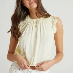 Bella Dahl Sustainable Ruffle Sleeve Elastic Waist Blouse
