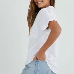 Bella Dahl Sustainable Slouchy Short Sleeve Button Down In White