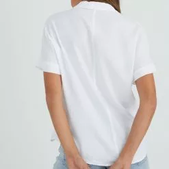 Bella Dahl Sustainable Slouchy Short Sleeve Button Down In White