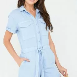 Bella Dahl Short Sleeve Button Front Romper
