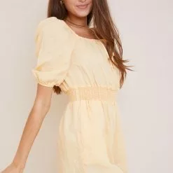 Bella Dahl Puff Sleeve Smocked Romper Sustainable
