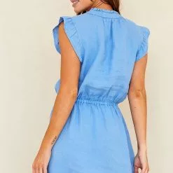 Bella Dahl Ruffle Sleeve Mini Dress New