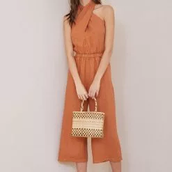 Bella Dahl Wrap Neck Halter Jumpsuit