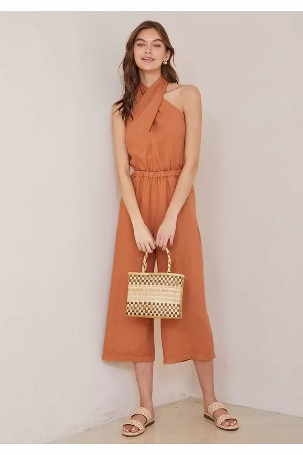 Bella Dahl Wrap Neck Halter Jumpsuit 1 Bella Dahl Wrap Neck Halter Jumpsuit