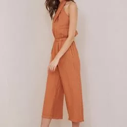 Bella Dahl Wrap Neck Halter Jumpsuit