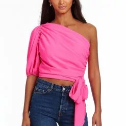 Amanda Uprichard Bexley Top In Pink Lacquer New