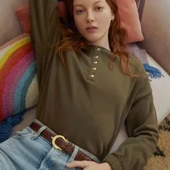 Nation LTD New Callan Snap Sweatshirt In Lagoon