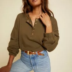 Nation LTD New Callan Snap Sweatshirt In Lagoon