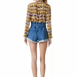 Alice & Olivia Willa Postcard Printed Blouse