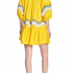 Corey Lynn Calter Mary Embroidered Puff Sleeve Tiered Dress