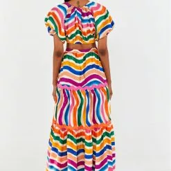 Farm Rio New Dancing Stripes Maxi Skirt