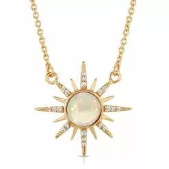 Elizabeth Stone Gemstone Starburst Necklace - Opal