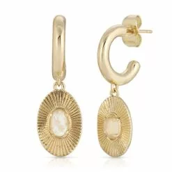 Elizabeth Stone New Aura Chunky Charm Hoops - Moonstone