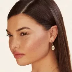 Elizabeth Stone New Aura Chunky Charm Hoops - Moonstone