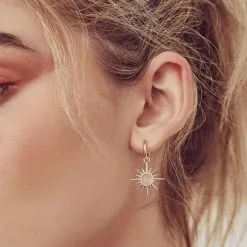 Elizabeth Stone Starburst Mini Hoops - Ethiopian Opal