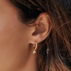 Elizabeth Stone New Eclectic Gem Mini Hoops - Labradorite