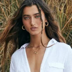 Elizabeth Stone French Twist Hoops New