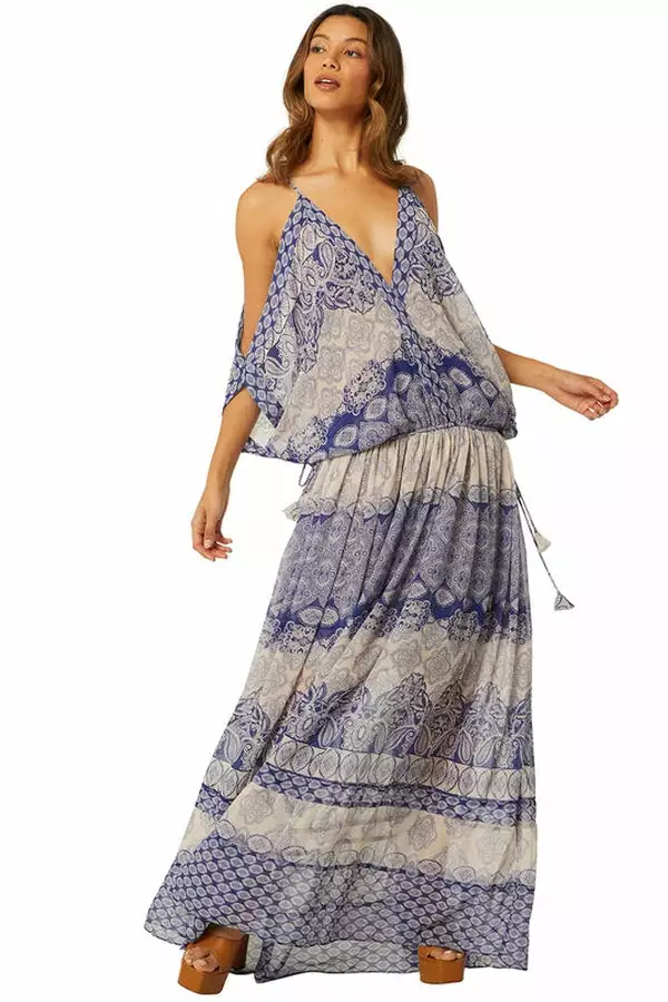 Misa Farah Dress In Majorelle Mixed Tile 1 Misa Farah Dress In Majorelle Mixed Tile